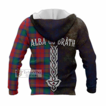Auchinleck (Affleck) Tartan Family Crest Knitted Hoodie Alba Gu Brath Be Brave Lion Ancient Style - Tartan Vibes Clothing