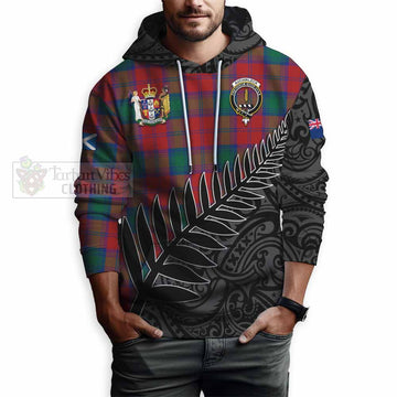 Auchinleck (Affleck) Crest Tartan Hoodie with New Zealand Silver Fern Half Style - Tartan Vibes Clothing
