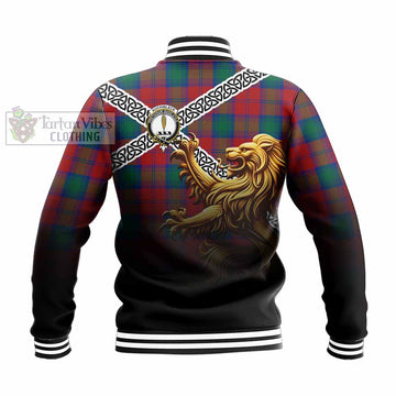 Auchinleck (Affleck) Crest Tartan Baseball Jacket with Golden Lion Emblem Celtic Style - Tartan Vibes Clothing
