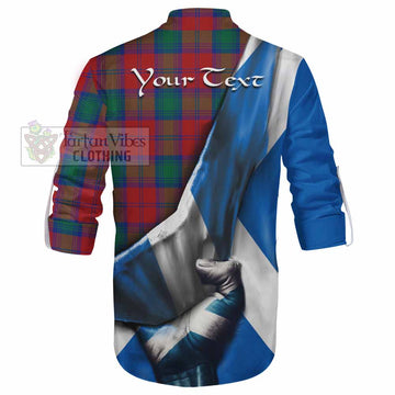 Auchinleck (Affleck) Tartan Ghillie Kilt Shirt with Family Crest Scotland Patriotic Style - Tartan Vibes Clothing