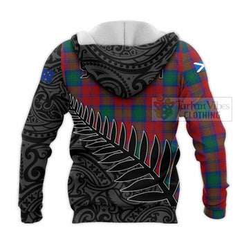 Auchinleck (Affleck) Crest Tartan Knitted Hoodie with New Zealand Silver Fern Half Style