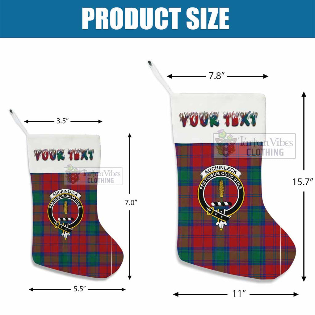 Tartan Vibes Clothing Auchinleck (Affleck) Tartan Family Crest Christmas Stocking with Personalized Text