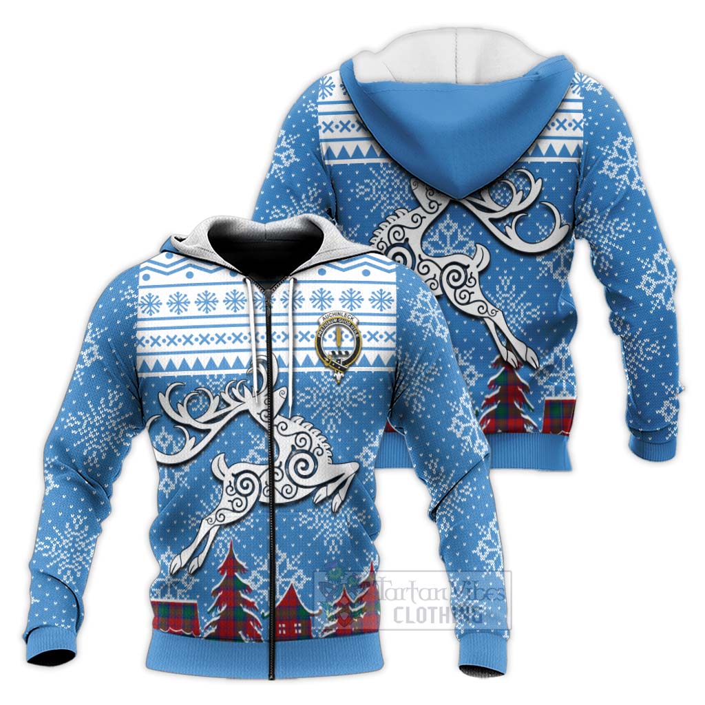 Tartan Vibes Clothing Auchinleck (Affleck) Clan Christmas Knitted Hoodie Celtic Reindeer Style