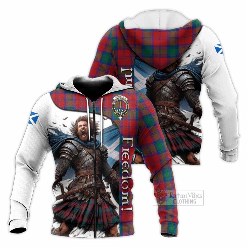 Tartan Vibes Clothing Auchinleck (Affleck) Crest Tartan Knitted Hoodie Inspired by the Freedom of Scottish Warrior