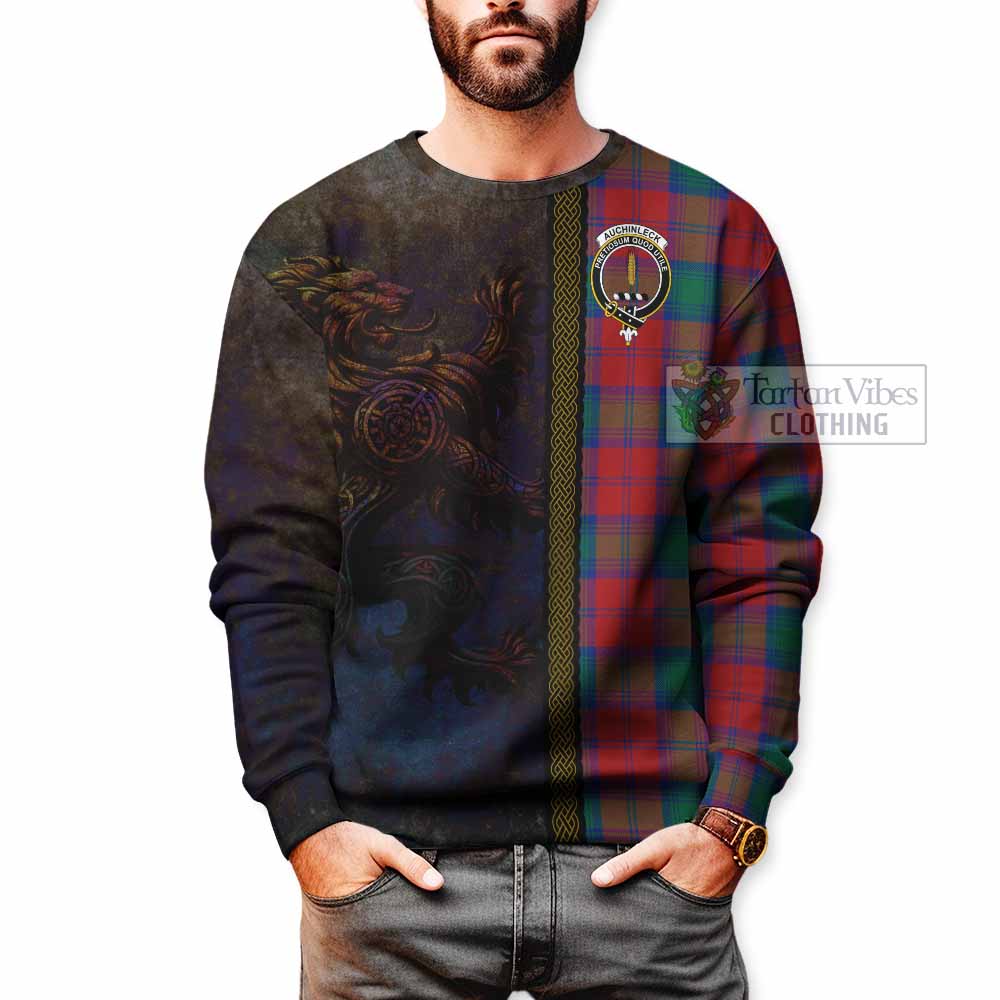Auchinleck (Affleck) Tartan Family Crest Sweatshirt Alba Gu Brath Be Brave Lion Ancient Style - Tartan Vibes Clothing