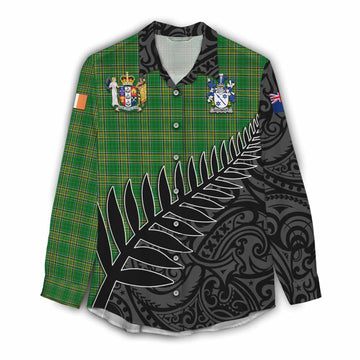 Auchmuty Irish Clan Tartan Women's Casual Shirt with Coat of Arms New Zealand Silver Fern Half Style