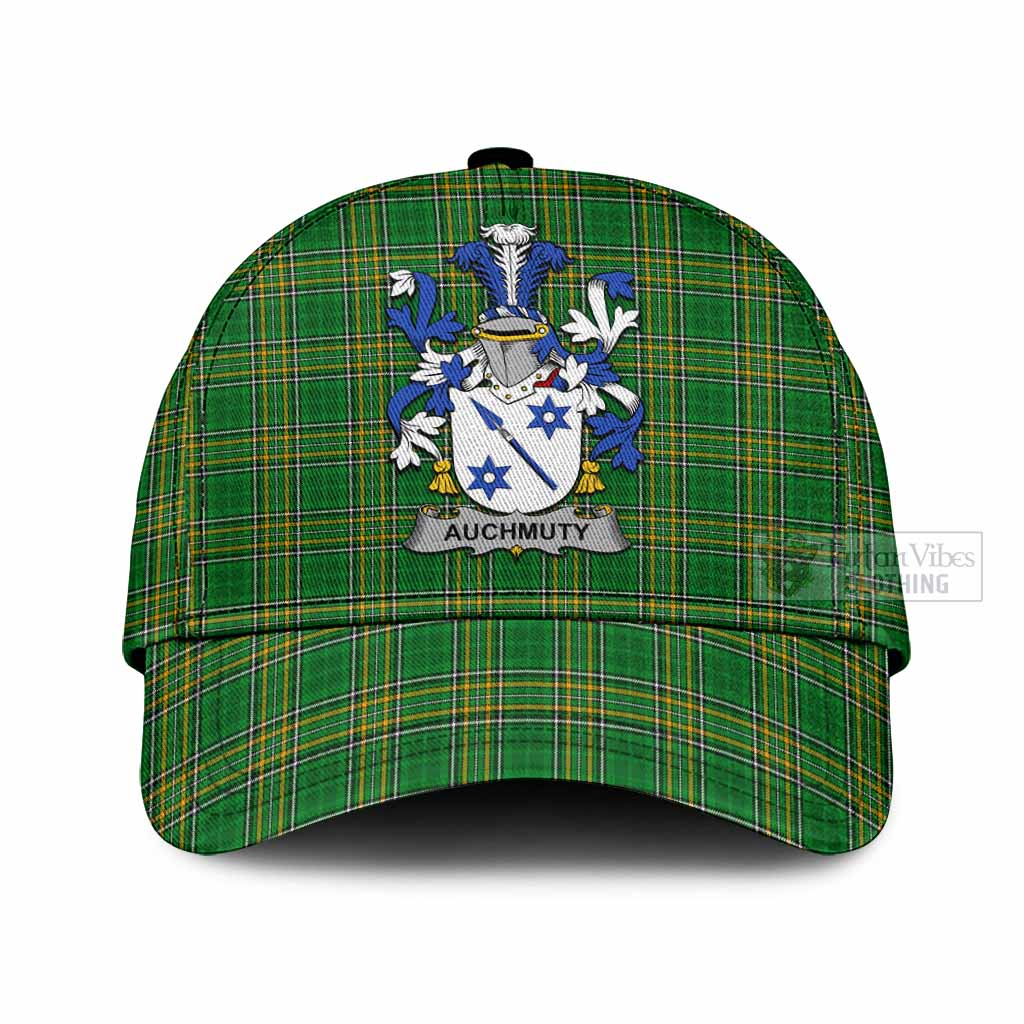 Tartan Vibes Clothing Auchmuty Irish Clan Tartan Classic Cap with Coat of Arms