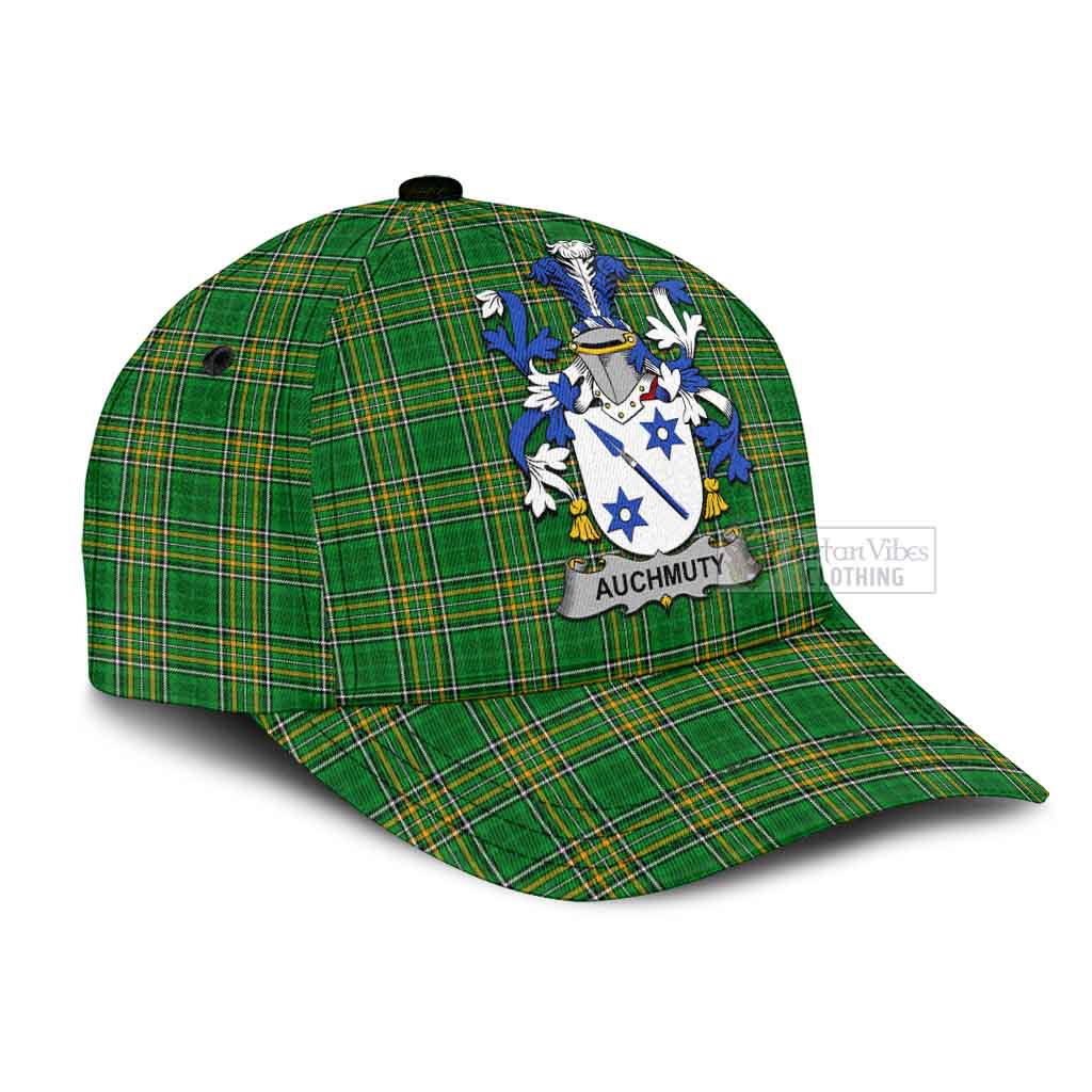 Tartan Vibes Clothing Auchmuty Irish Clan Tartan Classic Cap with Coat of Arms