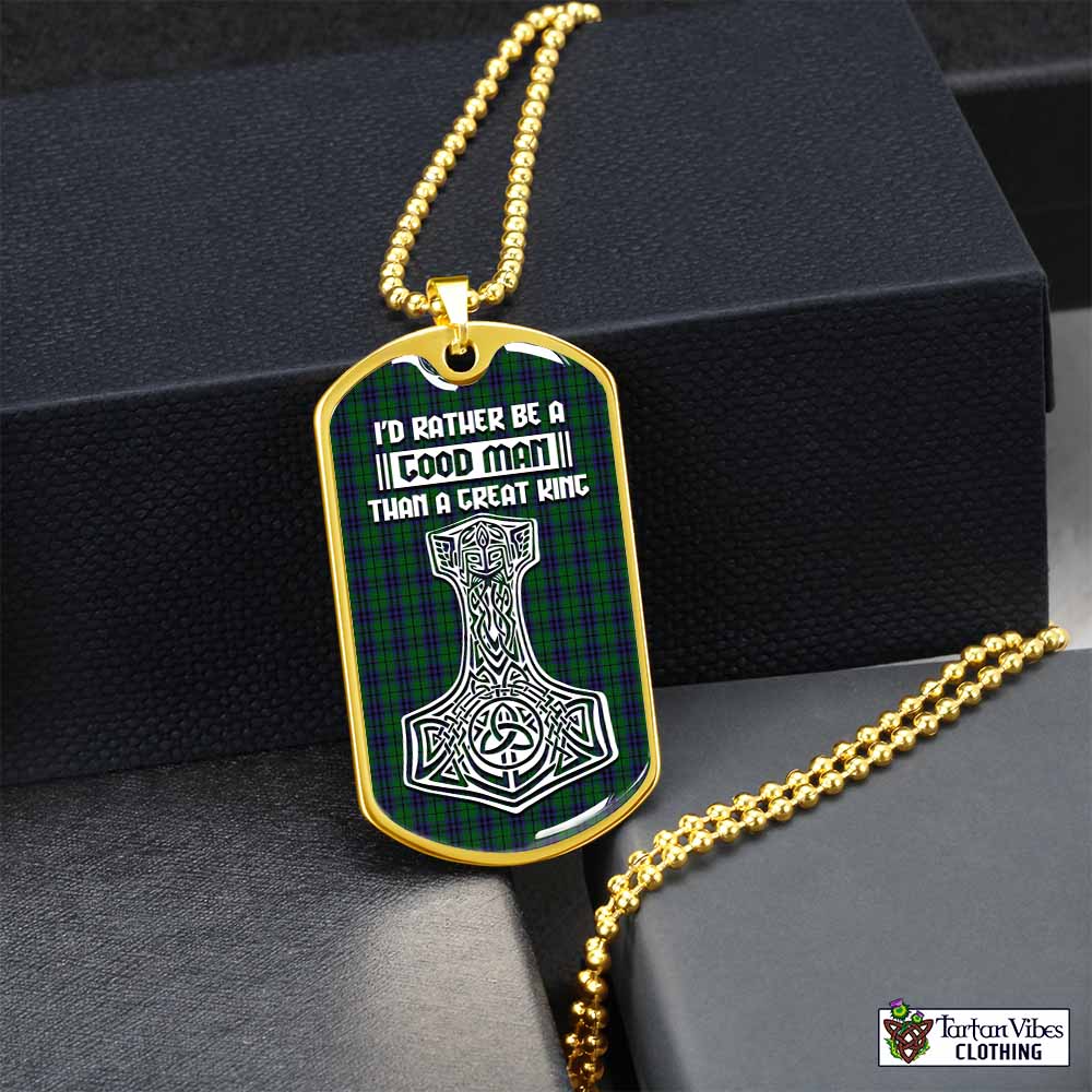Austin Tartan Dog Tag Necklace Viking Mjolnir Style Gold No - Tartan Vibes Clothing