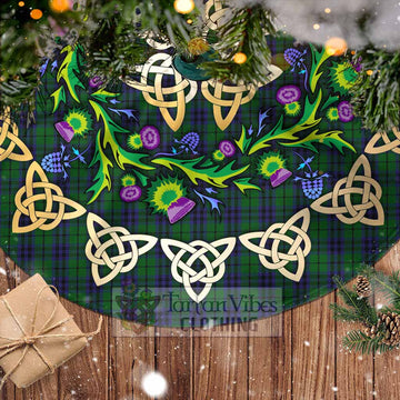 Austin Tartan Christmas Tree Skirt with Thistle Celtic Knot Style