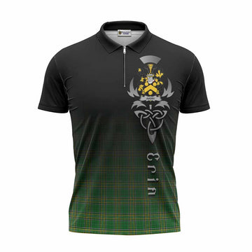 Avery Irish Clan Zipper Polo Shirt with Coat of Arms Erin Go Bragh Celtic Inspired Unisex - Tartan Vibes Clothing