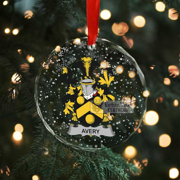 Avery Irish Clan Christmas Glass Ornament with Coat of Arms