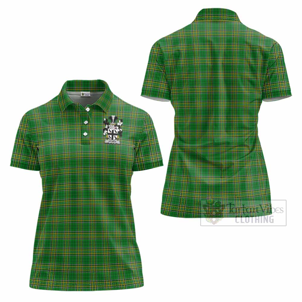 Aylmer Irish Clan Tartan Women's Polo Shirt with Coat of Arms