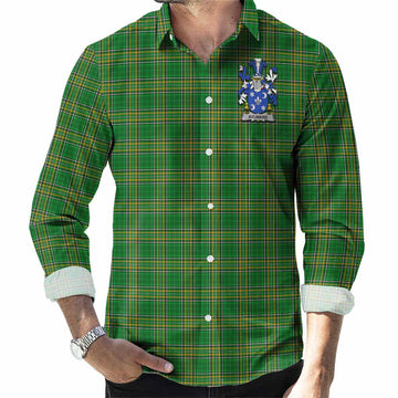 Aylward Irish Clan Tartan Long Sleeve Button Up with Coat of Arms