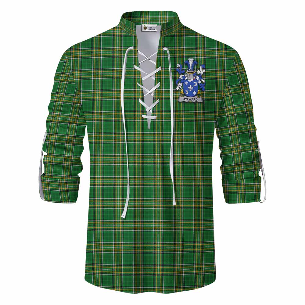 Tartan Vibes Clothing Aylward Irish Clan Tartan Ghillie Kilt Shirt with Coat of Arms