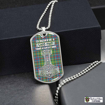 Ayrshire District Tartan Dog Tag Necklace Viking Mjolnir Style Silver No - Tartan Vibes Clothing