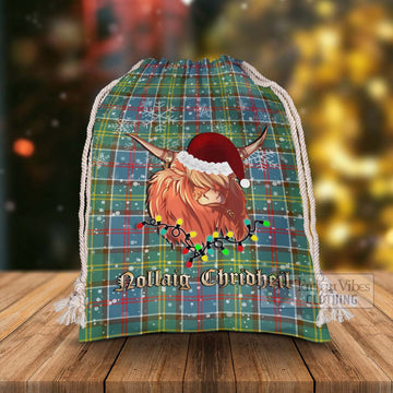 Ayrshire District Tartan Christmas Santa's Bag with Twinkle Highland Cattle - Tartan Vibes Clothing
