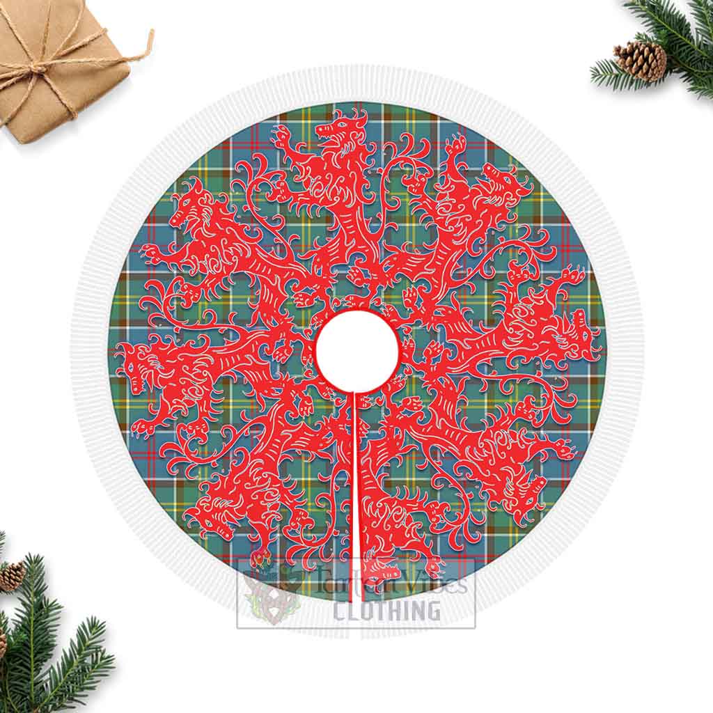 Ayrshire District Tartan Christmas Tree Skirt Lion Rampant Style Fringed Tree Skirts - Tartan Vibes Clothing