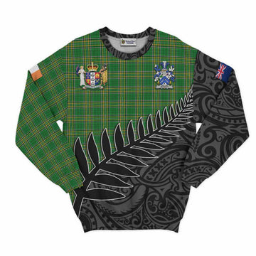 Bagot Irish Clan Tartan Sweatshirt with Coat of Arms New Zealand Silver Fern Half Style