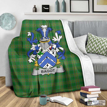 Bagot Irish Clan Tartan Blanket with Coat of Arms