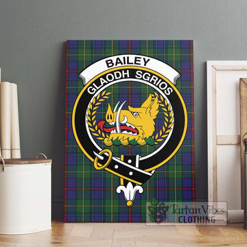 Bailey Tartan Canvas Print Wall Art with Family Crest