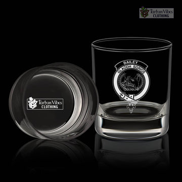Bailey Clan Crest Engraved Whiskey Glass One Size Engraved Glass - 2D-tartanvibesclothing