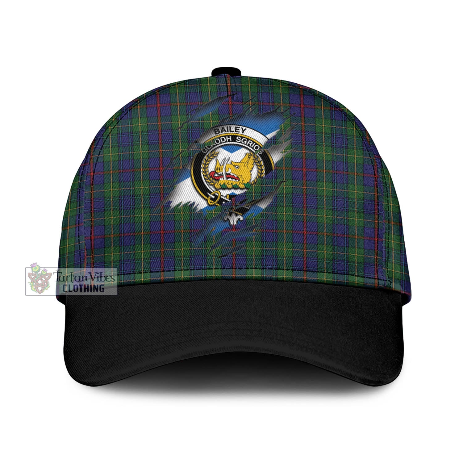 Tartan Vibes Clothing Bailey Tartan Classic Cap with Family Crest In Me Style