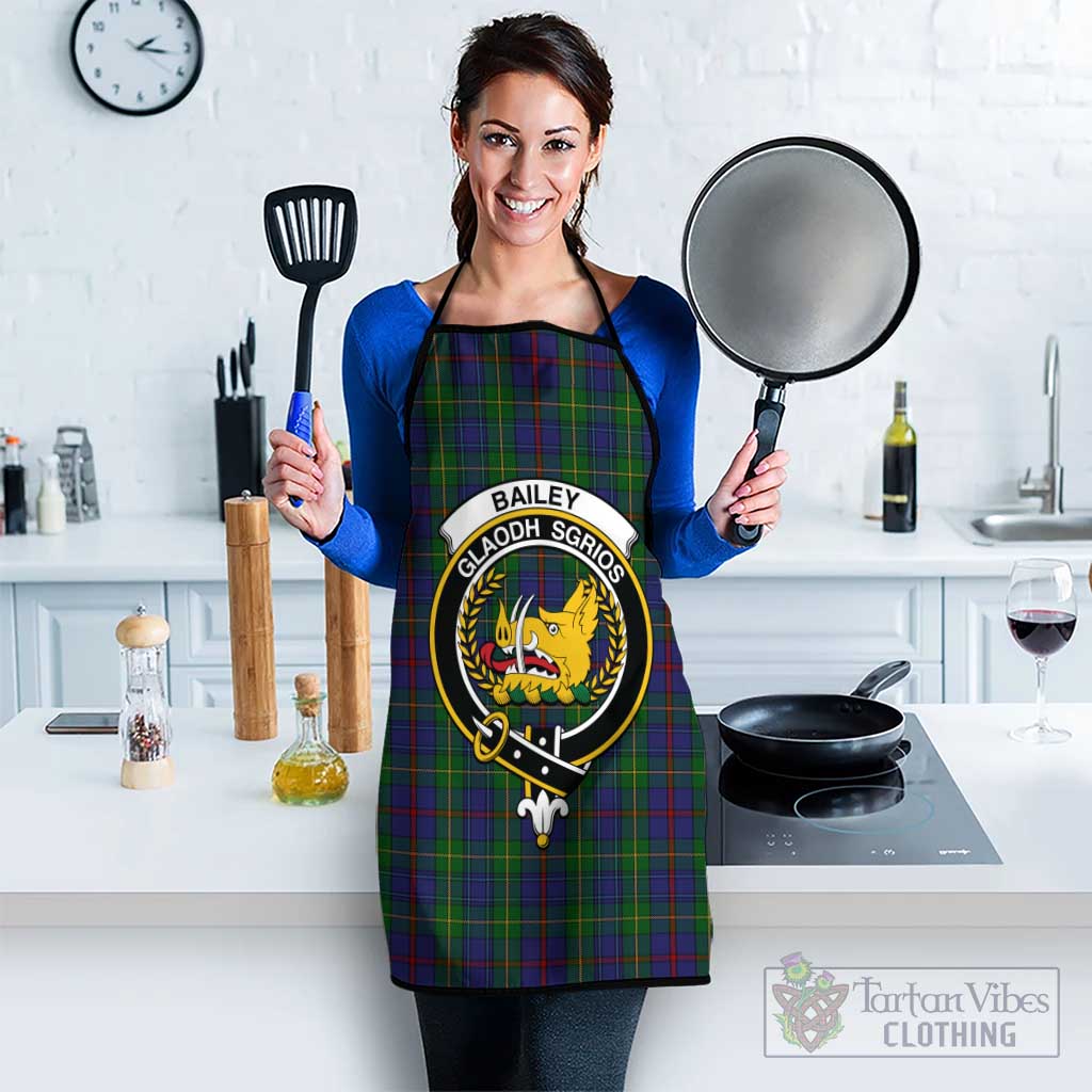 Bailey Tartan Apron with Family Crest Black S 38x47 cm - Tartan Vibes Clothing