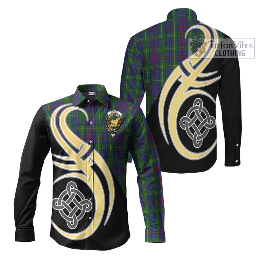 Bailey Tartan Long Sleeve Button Shirt with Family Crest and Celtic Symbol Style Men's Shirt S - Tartan Vibes Clothing