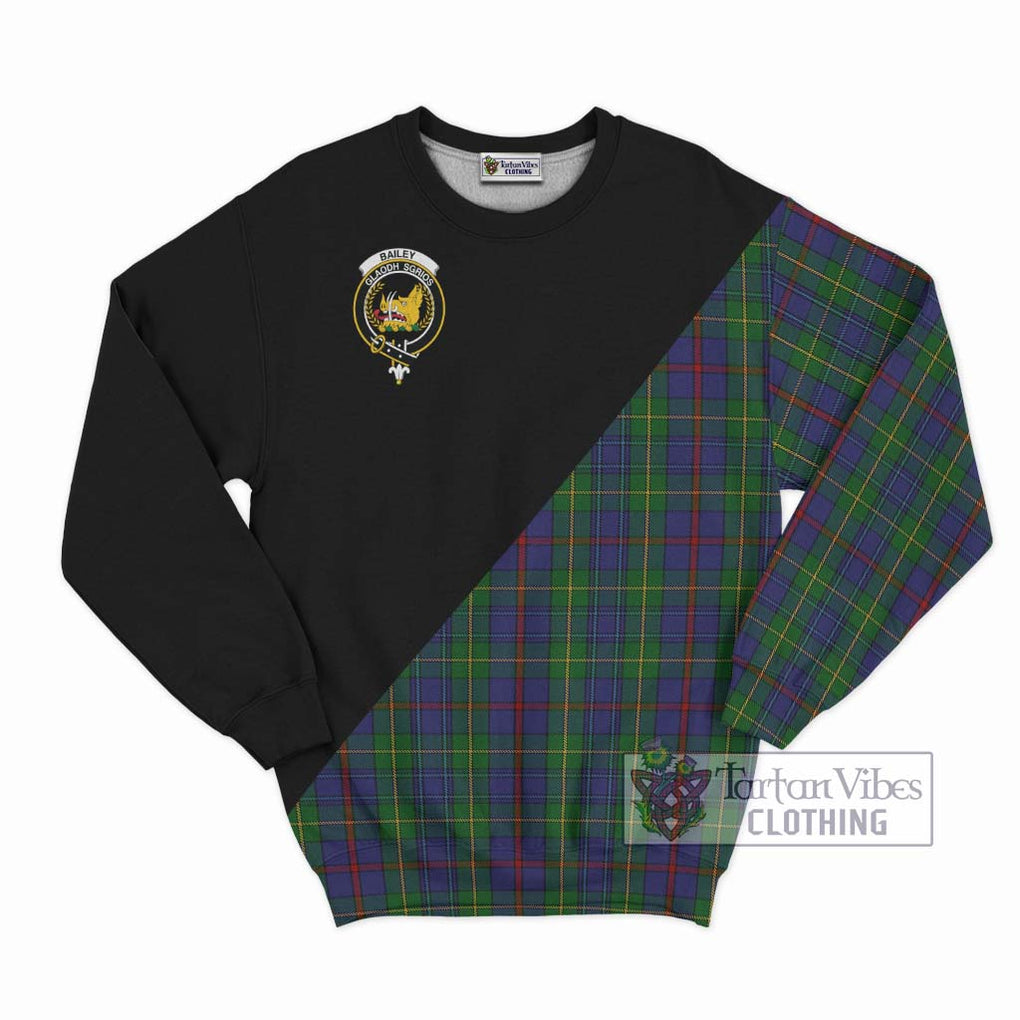 Bailey Tartan Sweatshirt with Family Crest and Military Logo Style - Tartan Vibes Clothing