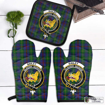 Bailey Tartan Combo Oven Mitt & Pot-Holder with Family Crest Black - Tartan Vibes Clothing
