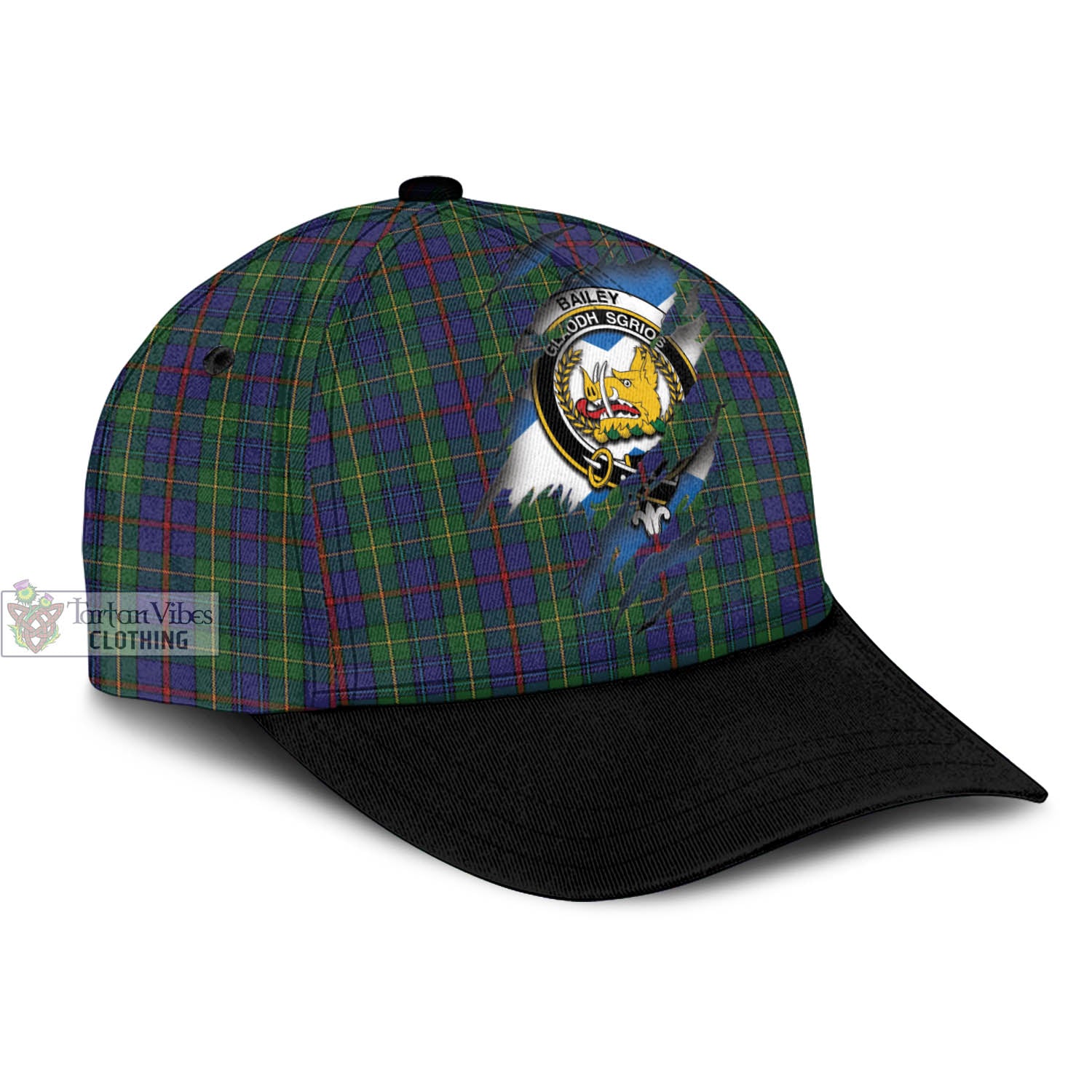 Tartan Vibes Clothing Bailey Tartan Classic Cap with Family Crest In Me Style