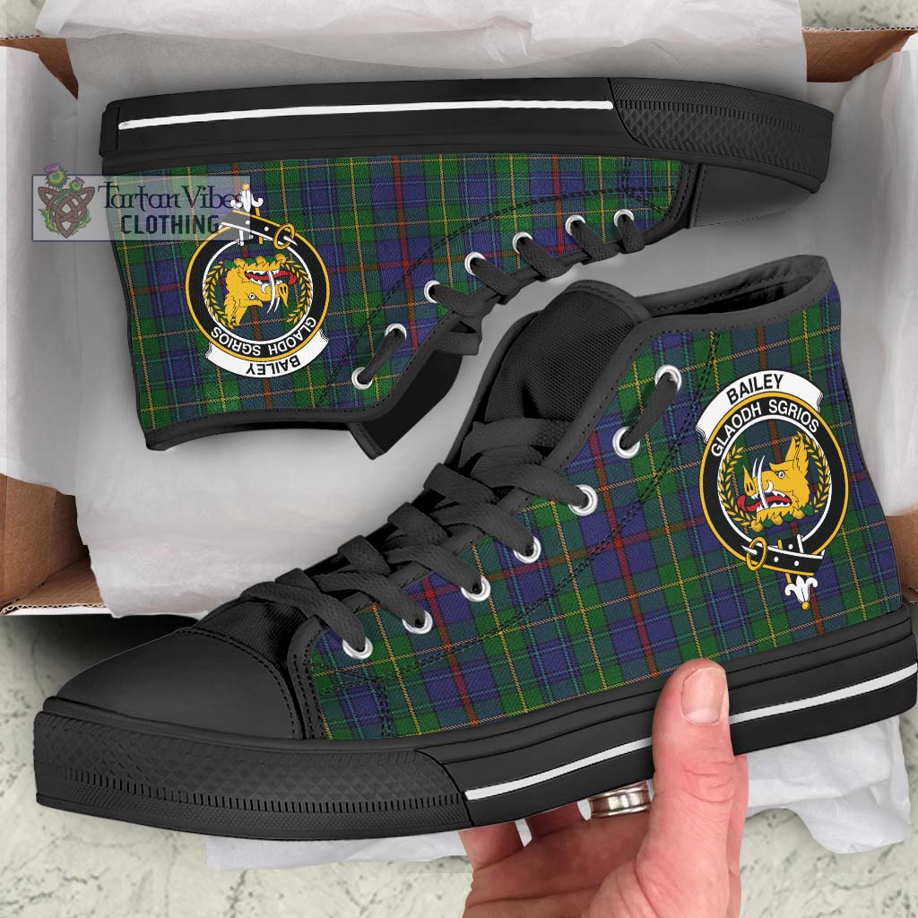 Bailey Tartan High Top Shoes with Family Crest - Tartan Vibes Clothing