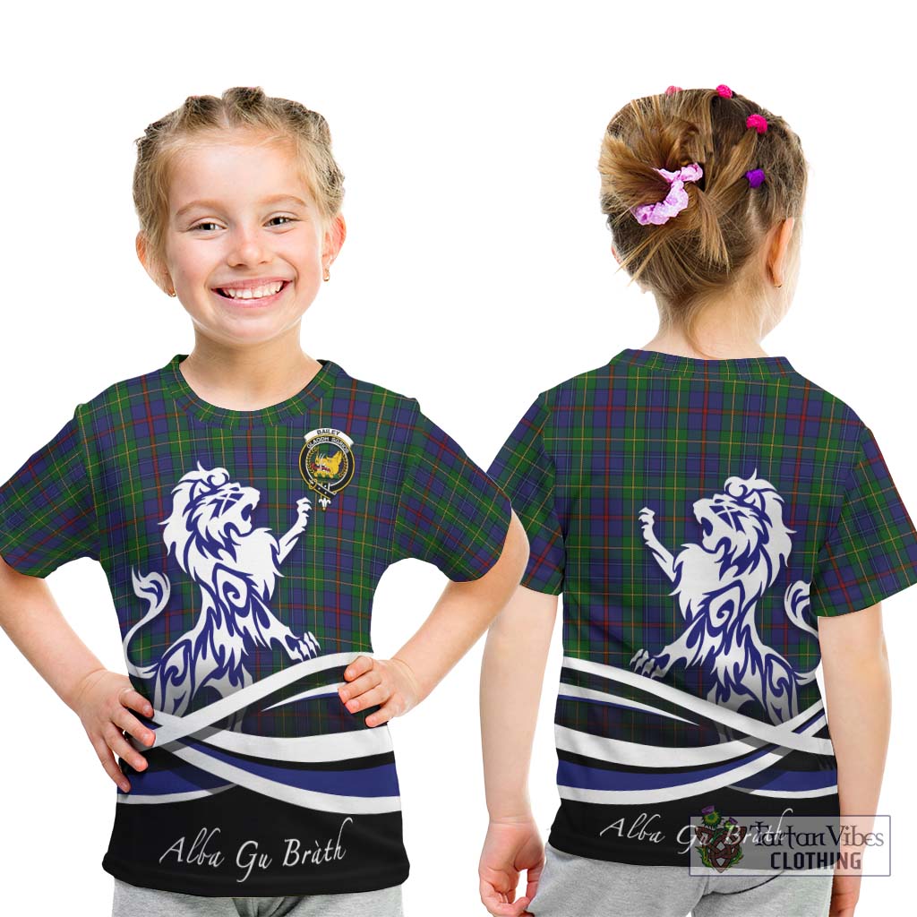 Tartan Vibes Clothing Bailey Tartan Kid T-Shirt with Alba Gu Brath Regal Lion Emblem