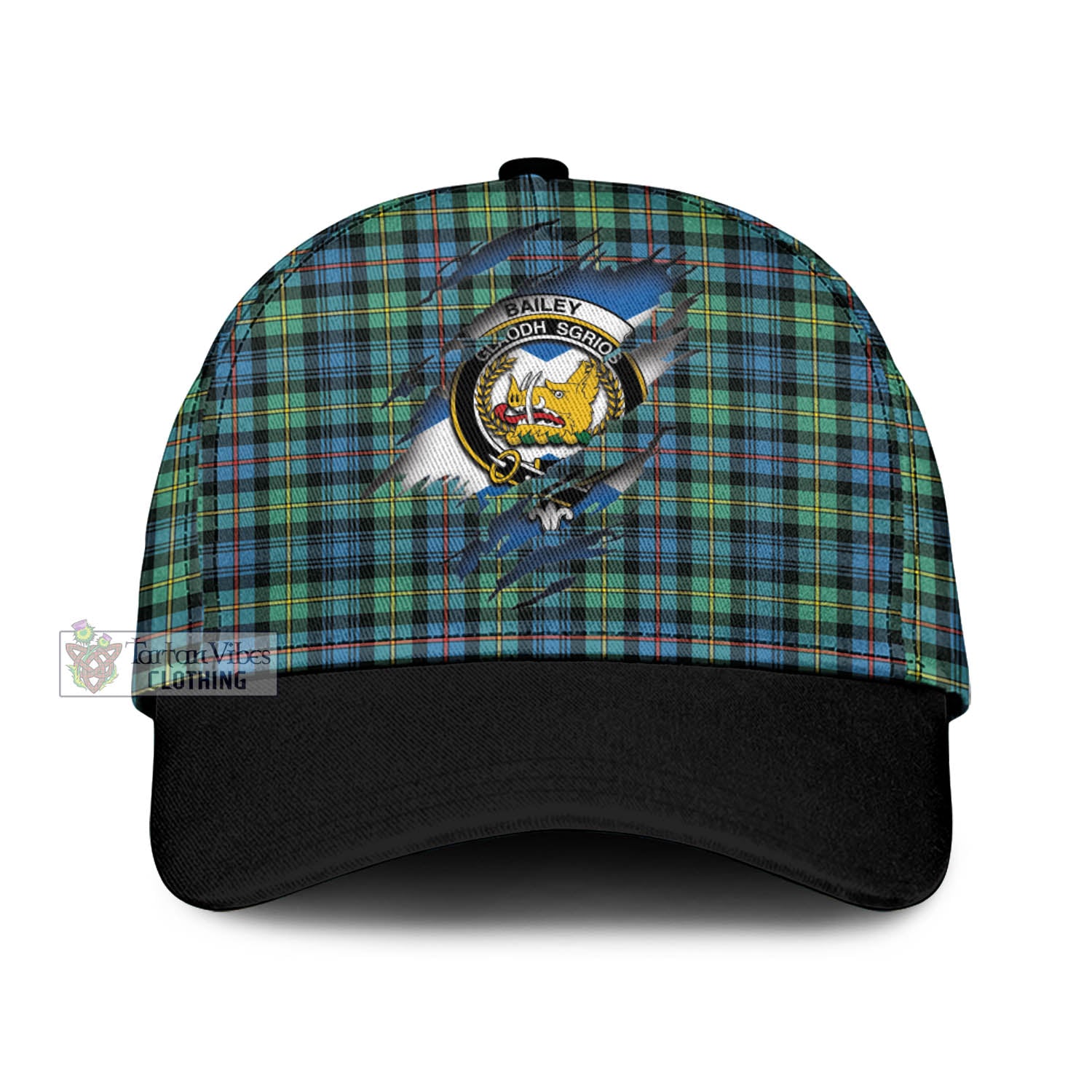 Tartan Vibes Clothing Bailey Ancient Tartan Classic Cap with Family Crest In Me Style