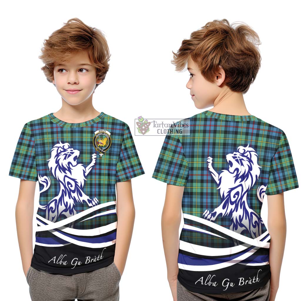 Tartan Vibes Clothing Bailey Ancient Tartan Kid T-Shirt with Alba Gu Brath Regal Lion Emblem