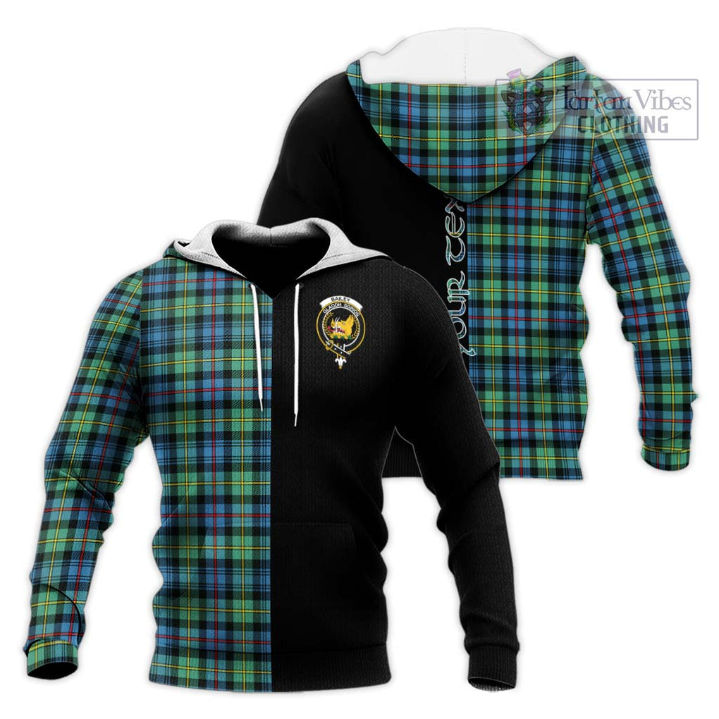 Bailey Ancient Tartan Knitted Hoodie with Family Crest and Half Of Me Style Unisex Knitted Pullover Hoodie - Tartanvibesclothing Shop