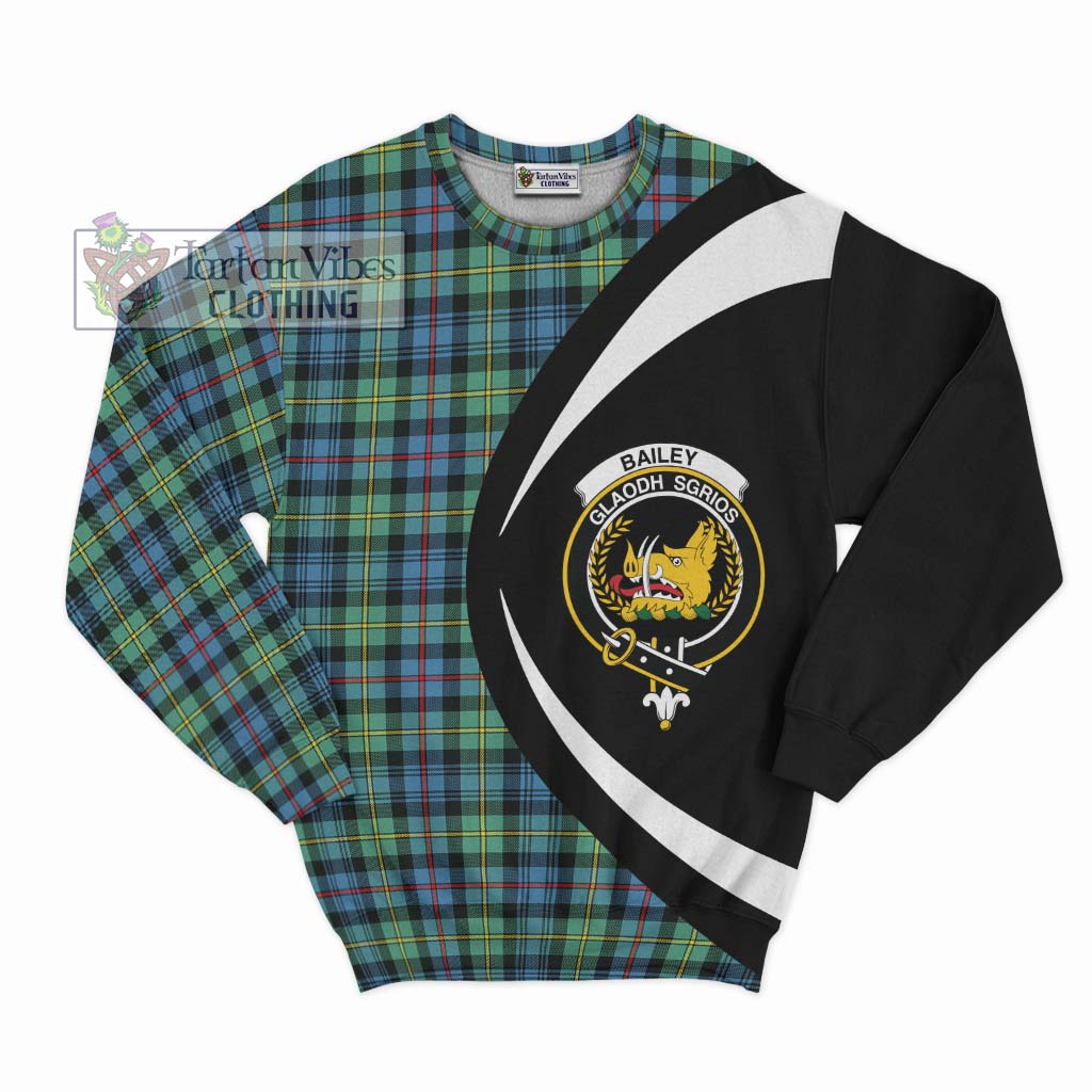 Bailey Ancient Tartan Sweatshirt with Family Crest Circle Style Unisex - Tartan Vibes Clothing