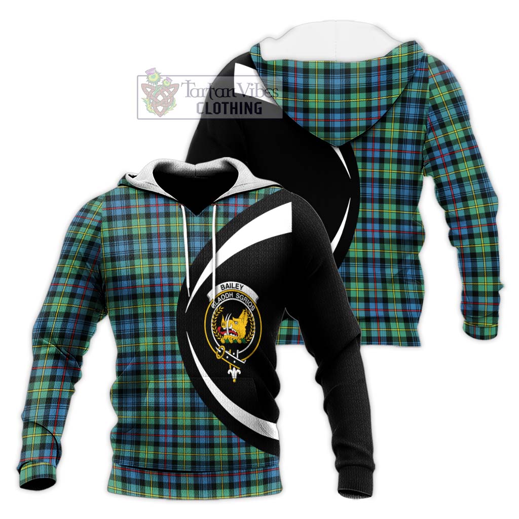 Bailey Ancient Tartan Knitted Hoodie with Family Crest Circle Style Unisex Knitted Pullover Hoodie - Tartan Vibes Clothing