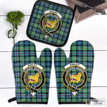 Bailey Ancient Tartan Combo Oven Mitt & Pot-Holder with Family Crest Black - Tartan Vibes Clothing