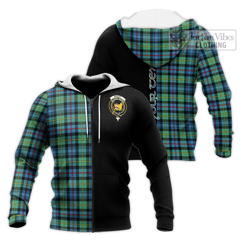 Bailey Ancient Tartan Knitted Hoodie with Family Crest and Half Of Me Style Unisex Knitted Zip Hoodie - Tartanvibesclothing Shop