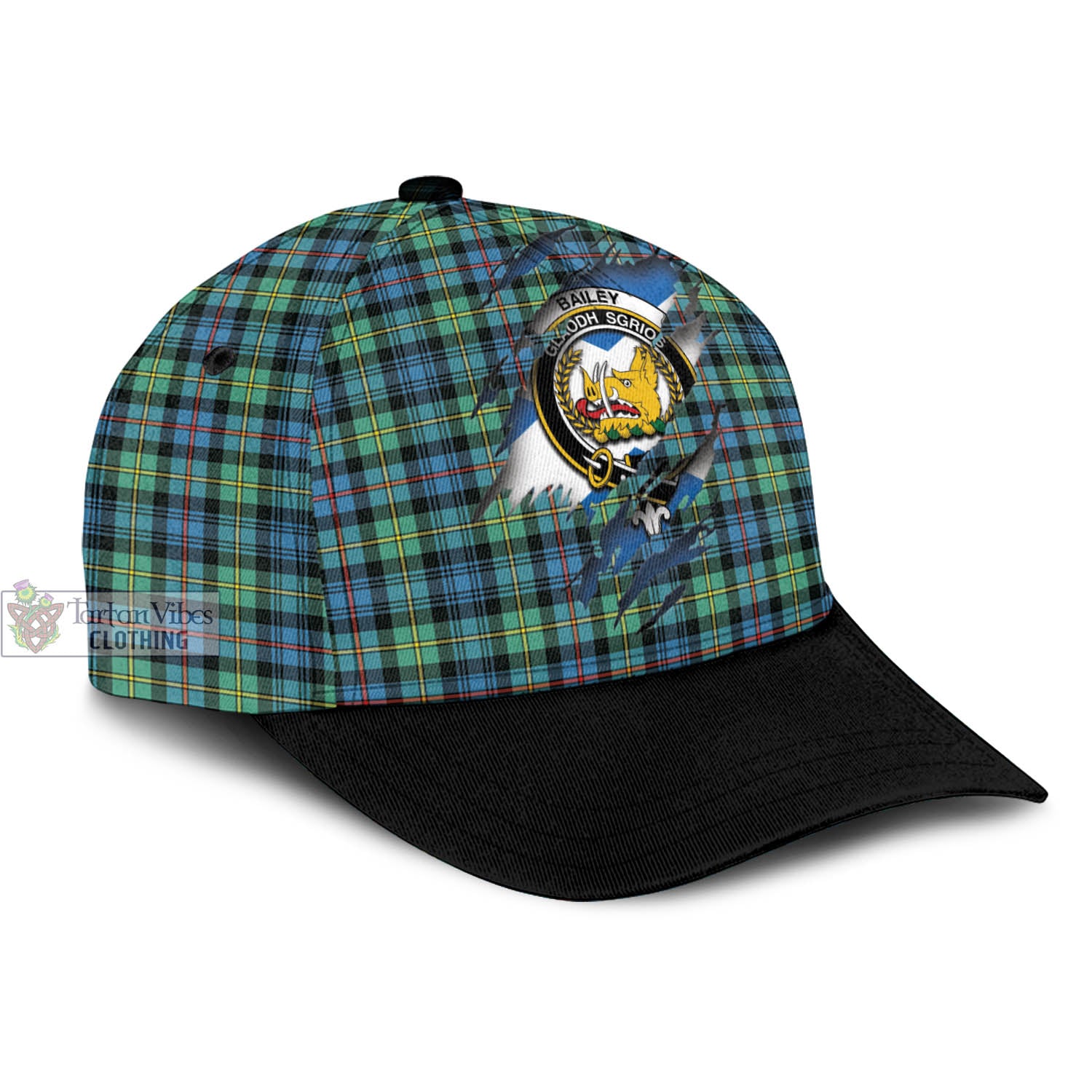 Tartan Vibes Clothing Bailey Ancient Tartan Classic Cap with Family Crest In Me Style