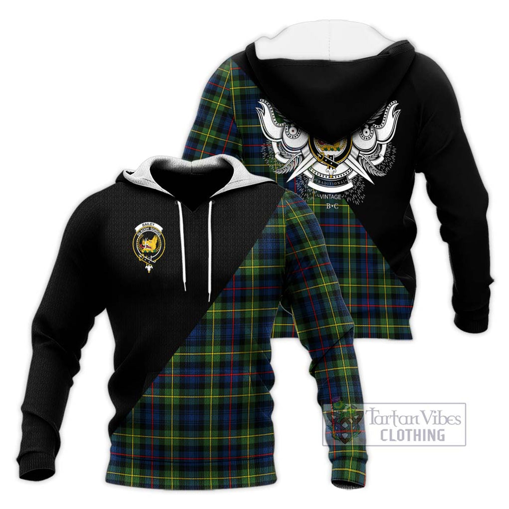 Bailey Modern Tartan Knitted Hoodie with Family Crest and Military Logo Style Unisex Knitted Pullover Hoodie - Tartanvibesclothing Shop