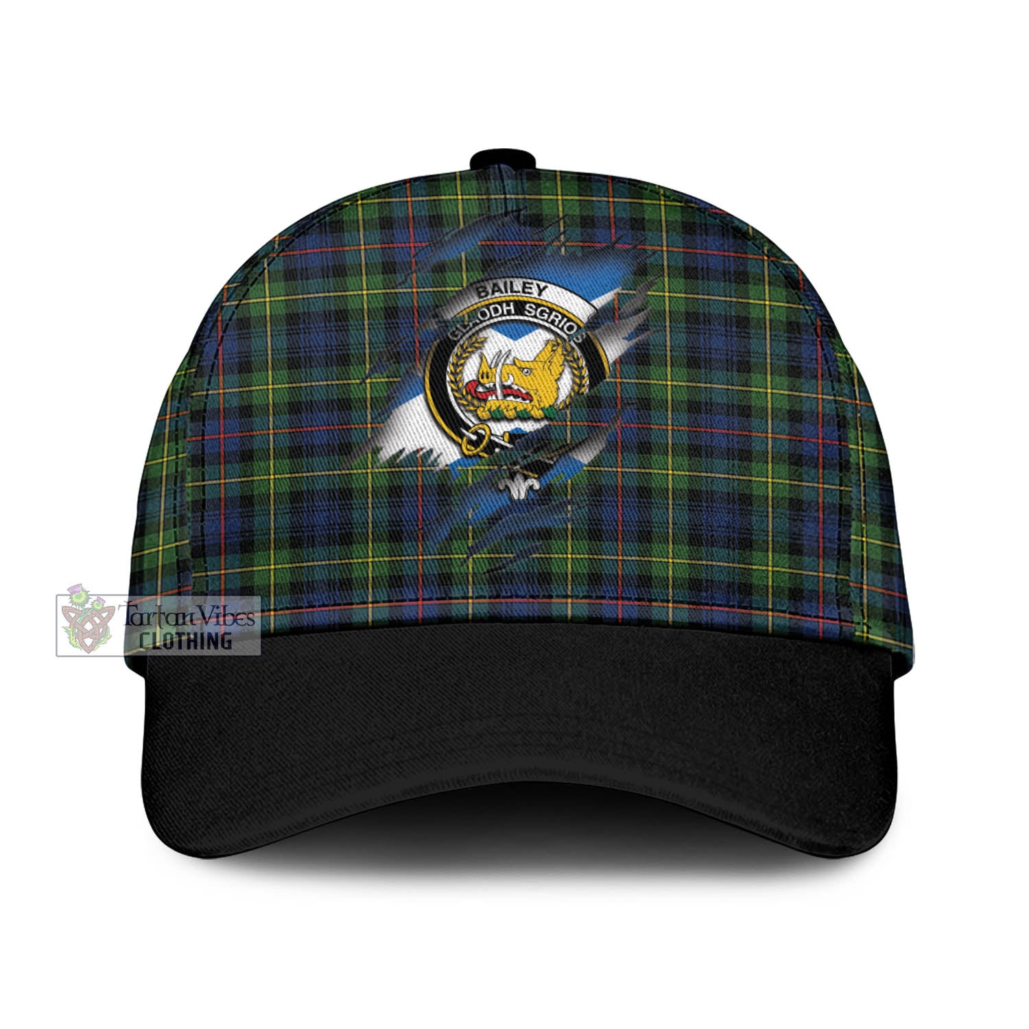 Tartan Vibes Clothing Bailey Modern Tartan Classic Cap with Family Crest In Me Style