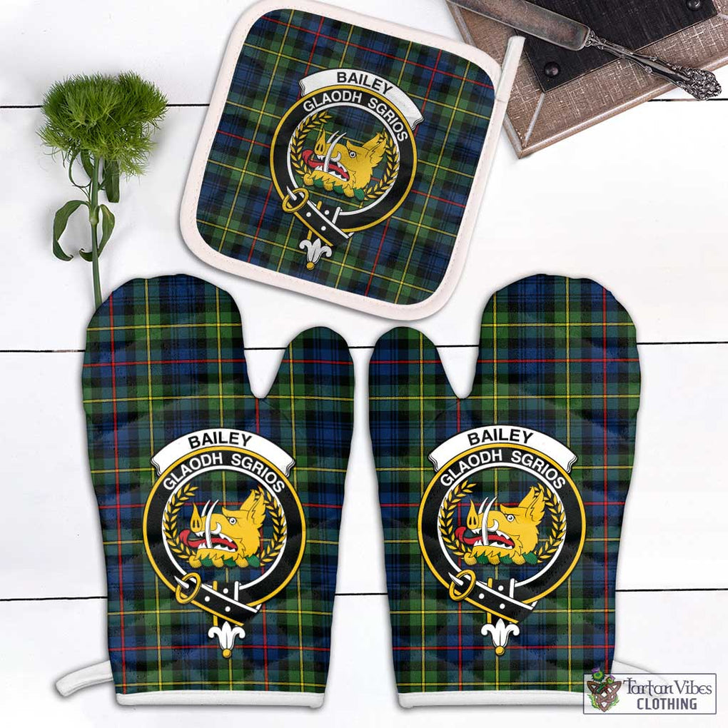 Bailey Modern Tartan Combo Oven Mitt & Pot-Holder with Family Crest White - Tartan Vibes Clothing