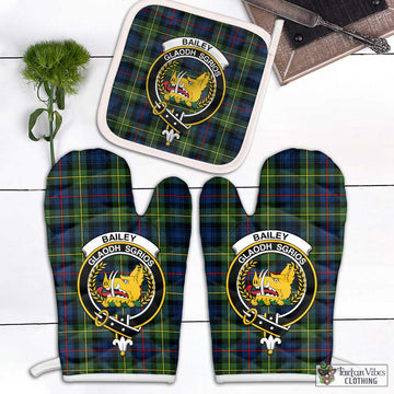 Bailey Modern Tartan Combo Oven Mitt & Pot-Holder with Family Crest White - Tartan Vibes Clothing