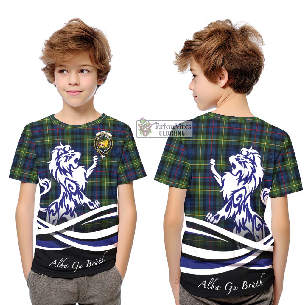 Tartan Vibes Clothing Bailey Modern Tartan Kid T-Shirt with Alba Gu Brath Regal Lion Emblem