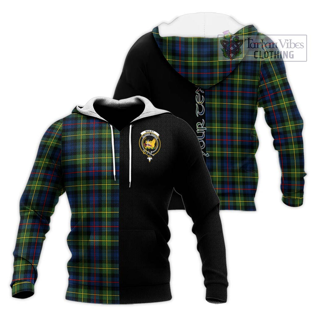 Bailey Modern Tartan Knitted Hoodie with Family Crest and Half Of Me Style Unisex Knitted Pullover Hoodie - Tartanvibesclothing Shop