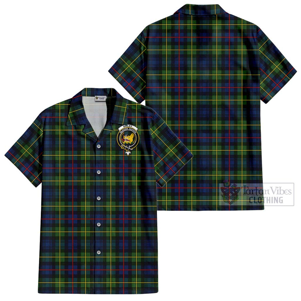 Bailey Modern Tartan Cotton Hawaiian Shirt with Family Crest Kid - Tartan Vibes Clothing