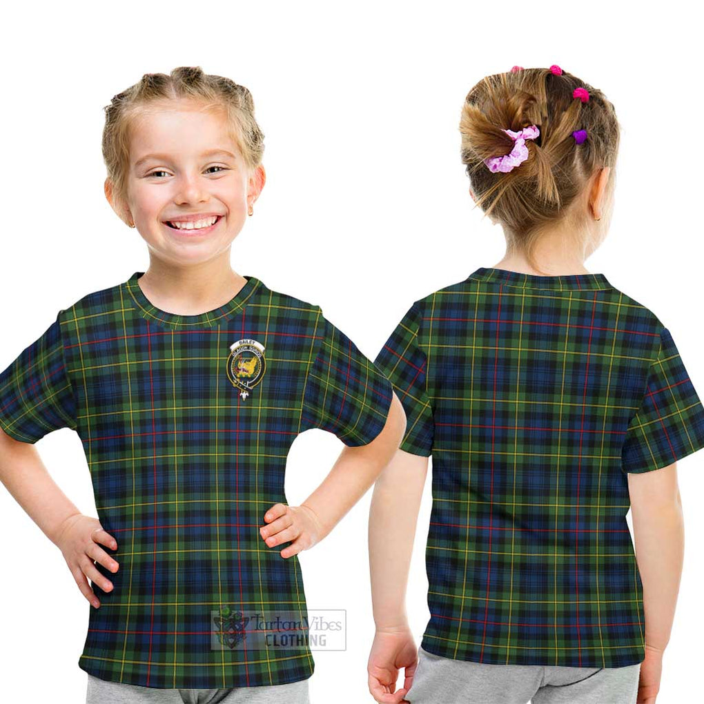 Bailey Modern Tartan Kid T-Shirt with Family Crest - Tartan Vibes Clothing